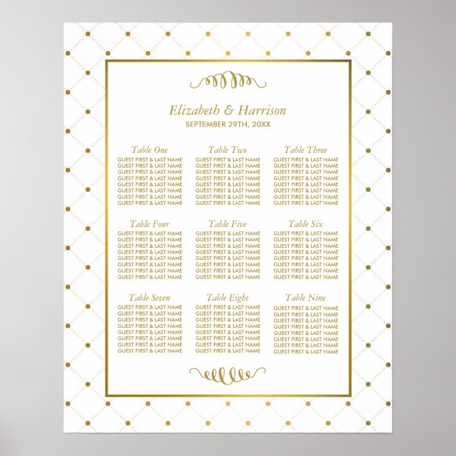 Poster Plan de table Mariage moderne à effet de peinture  (Devant)
