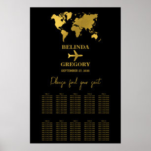 Poster Plan de table Mariage Passeport Noir Or