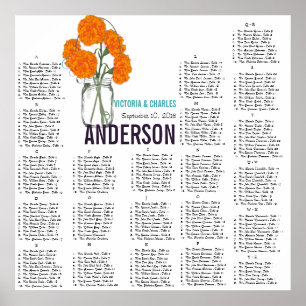 Poster Plan de table moderne en pot de brique Orange Carn