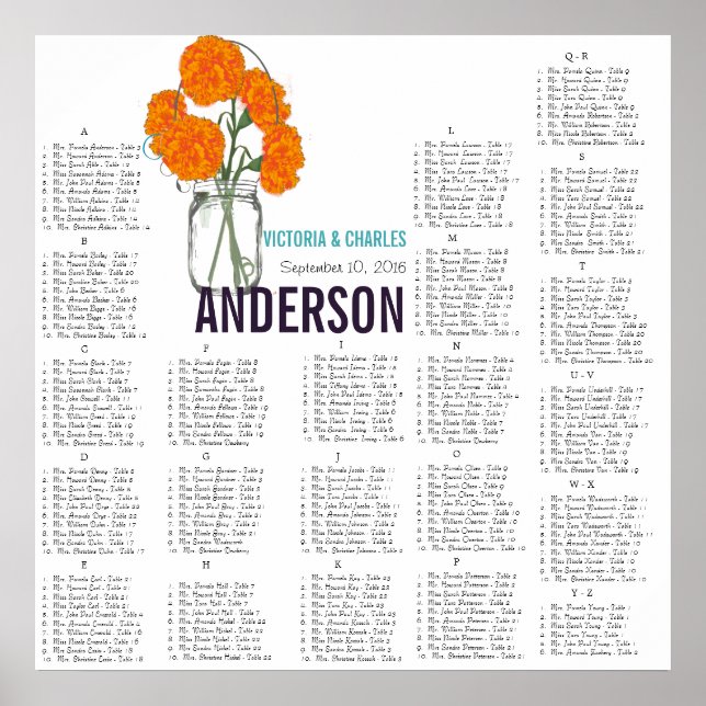 Poster Plan de table moderne en pot de brique Orange Carn (Devant)