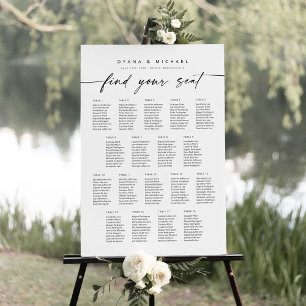 Poster Plan de table moderne pour 18 tables Trouvez votre