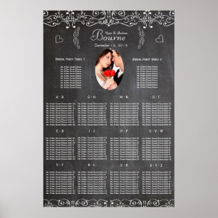 Poster Plan de table photo ardoise moderne vintage