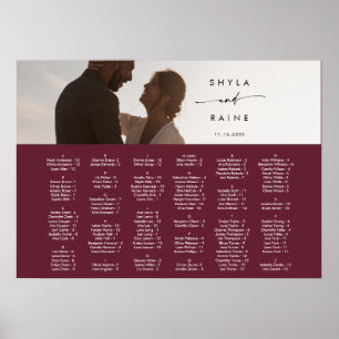 Poster Plan de table photo rouge burgundy chic bohème