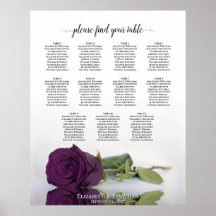 Poster Plan de table Romantique Rose Violet Prune 11