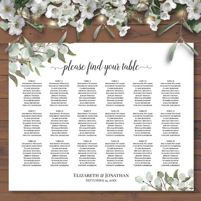 Poster Plan de table rustique eucalyptus pour 18 tables d (In Situ on Wall with Flowers)