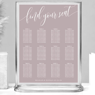 Poster Plan de table simple et lavande pour mariage