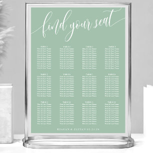 Poster Plan de table simple mariage Dusty Mint