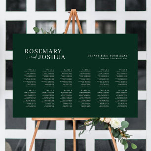 Poster Plan de table vert foncé Trouvez votre siège 12 Ta