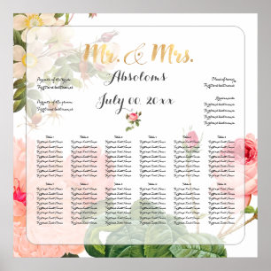 Poster Plan de table Vintage Roses de PixDezines