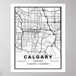 Poster Plan de ville de Calgary Alberta Canada pour les v