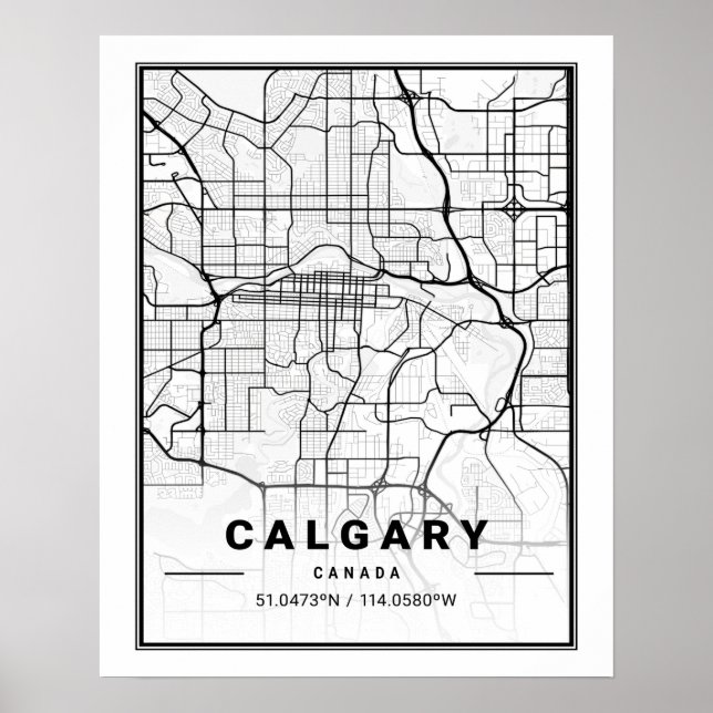 Poster Plan de ville de Calgary Alberta Canada pour les v (Devant)