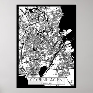 Poster Plan de ville de Copenhague Danemark