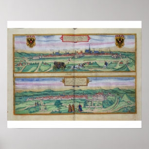 Poster Plan de ville de Vienne et de Buda, de 'Civitates