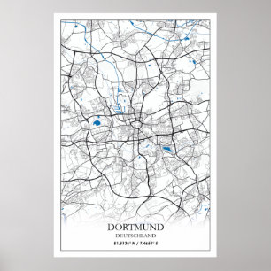 Poster Plan de ville simple de Dortmund Deutschland pour