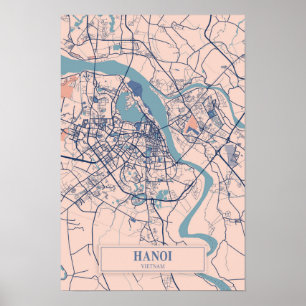 Poster Plan de voyage de la ville venteuse de Hanoï Vietn