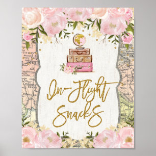 Poster Plan de voyage des collations en vol Fleurs de mar
