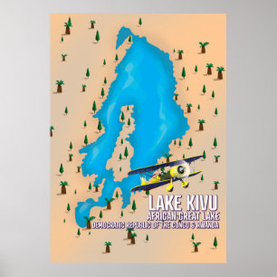 Poster Plan de voyage du lac Kivu Great African lake.