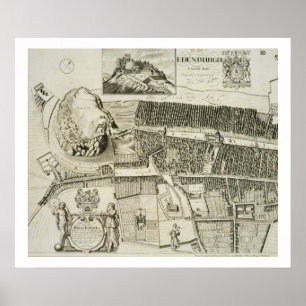 Poster Plan d'Édimbourg, pub. par John Smith (c.1652-1742