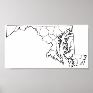 Poster Plan des comtés du Maryland blanc