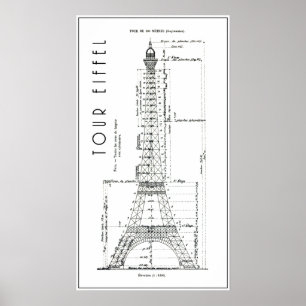 POSTER PLAN DES INGÉNIEURS DE TOUR EIFFEL 1886