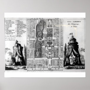 Poster Plan des Jardins de l'Empereur de Pékin, de