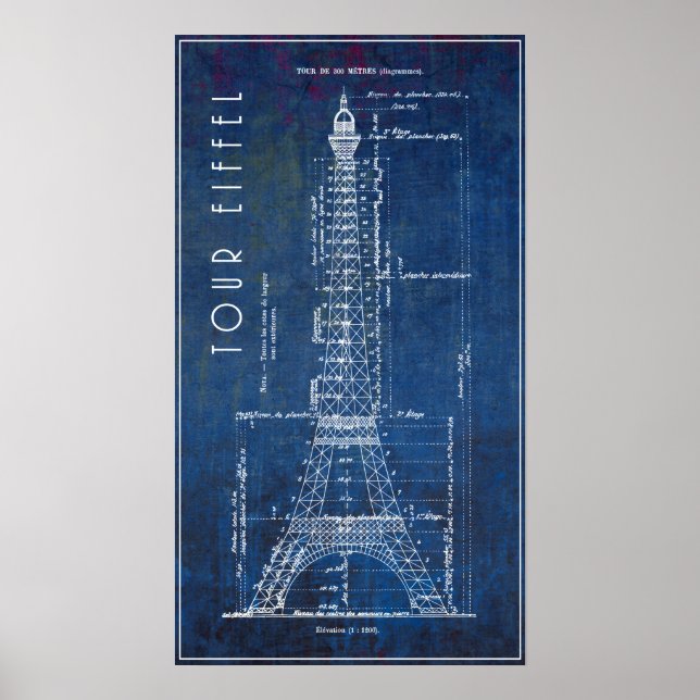 Poster Plan directeur de la tour Eiffel 1886 (Devant)