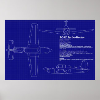 Poster Plan directeur de l'avion | T-34 C Mentor