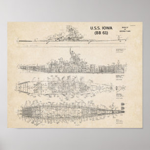 Poster Plan directeur de l'USS IOWA (Archival)