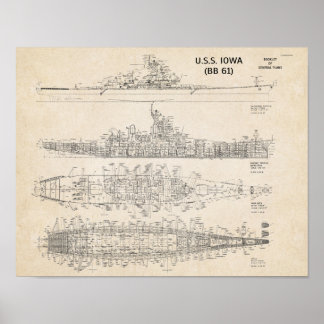 Poster Plan directeur de l'USS IOWA (Archival)