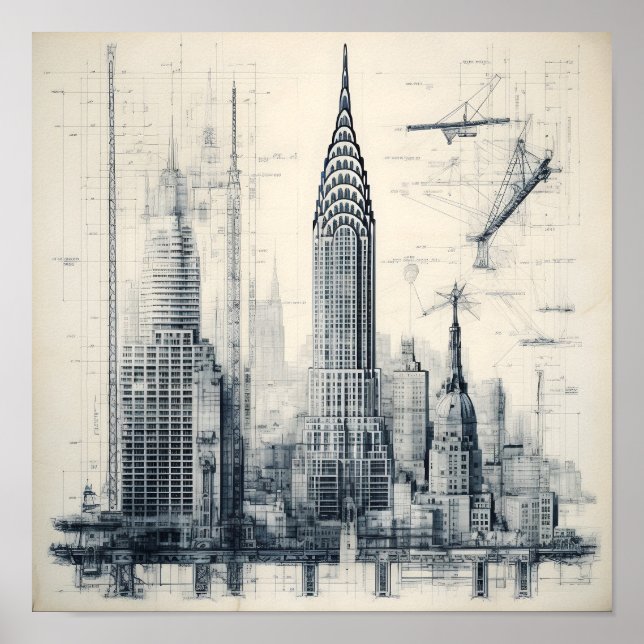 Poster Plan directeur des bâtiments en niveaux de gris (Devant)