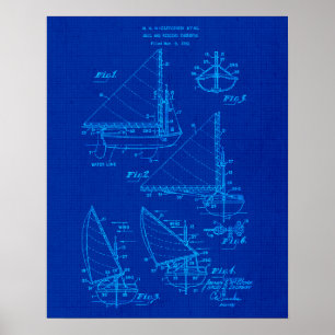 Poster Plan directeur du bateau à voile no 4 Thème nautiq