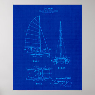 Poster Plan directeur du bateau à voile no 6 Art côtier à