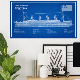 Poster Plan directeur du navire Titanic RMS ABD