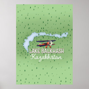 Poster Plan du lac du Kazakhstan Balkhash