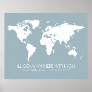 Poster Plan du monde des couples Dusty Blue - Je vais all