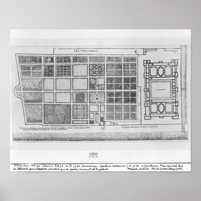 Poster Plan du Palais et du Jardin des Tuileries (Devant)