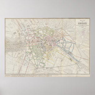 Poster Plan d'urbanisme de Berlin de 1847, carte allemand