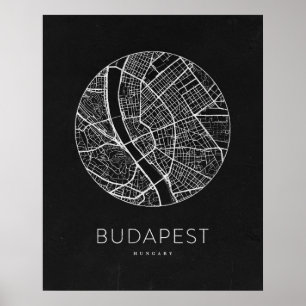 Poster Plan minimaliste de Budapest City