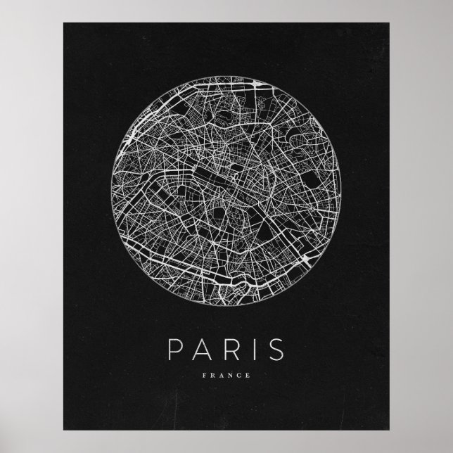 Poster Plan minimaliste de Paris (Devant)