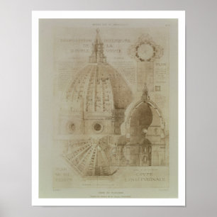 Poster plan, section et elevation de la cathédrale de Flo