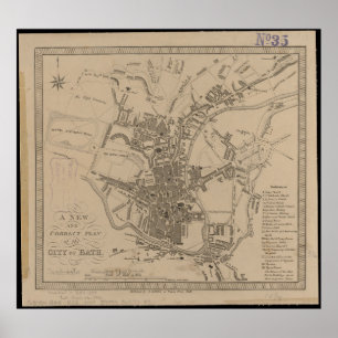 Poster Plan vintage Nouveau et correct de la Ville de bai