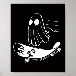 Poster Planche à roulettes fantôme drôle skateboard pares