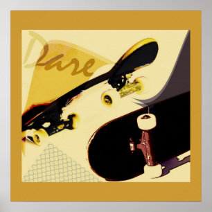 Poster planche à roulettes imprimé de style vintage