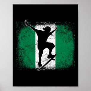 Poster Planche à roulettes Planche Nigeria Drapeau nigéri