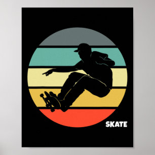 Poster Planche à roulettes Rétro Vintage Skateboardeur Sk