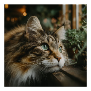 Poster Planche de bois pour chat tigré