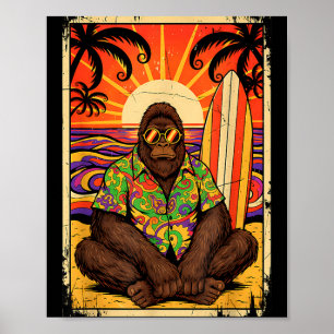 Poster planche de surf Bigfoot plage vintage