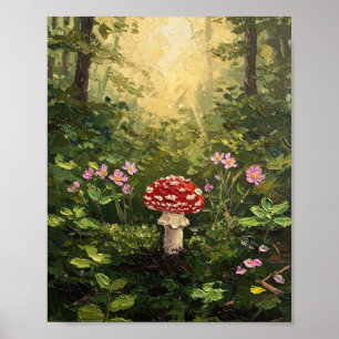 Poster Plancher de la Forêt de Champignons   Art Cottagec
