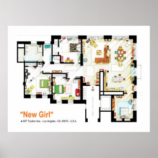 Poster Plancher de l'appartement loft de NEW GIRL