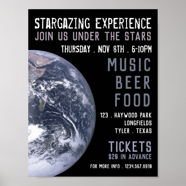Poster Planet Earth, Planetarium, événement Publicité (Devant)